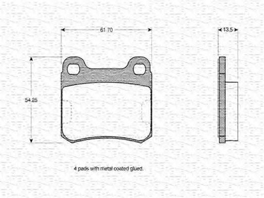 MAGNETI MARELLI 363702160022 Комплект тормозных колодок, дисковый тормоз