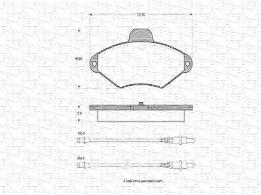 MAGNETI MARELLI 363702160328 Комплект тормозных колодок, дисковый тормоз