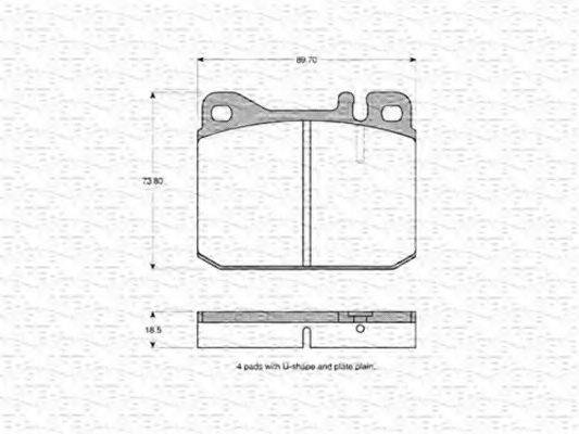 MAGNETI MARELLI 363702160348 Комплект тормозных колодок, дисковый тормоз