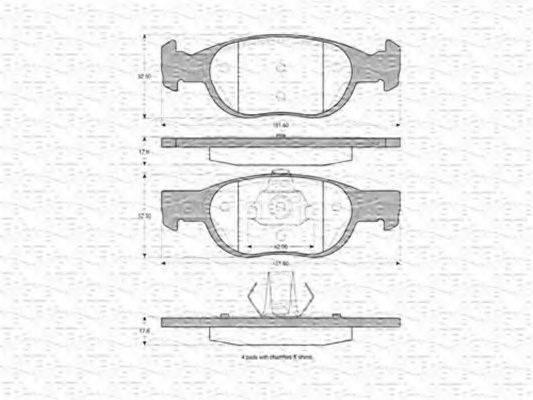 MAGNETI MARELLI 363702160351 Комплект тормозных колодок, дисковый тормоз