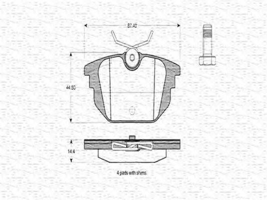 MAGNETI MARELLI 363702160384 Комплект тормозных колодок, дисковый тормоз