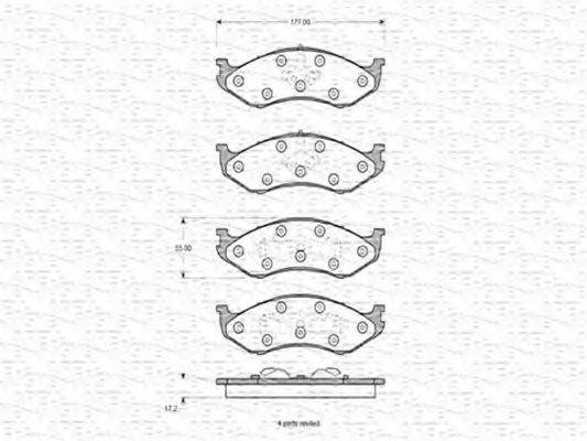 MAGNETI MARELLI 363702160588 Комплект тормозных колодок, дисковый тормоз