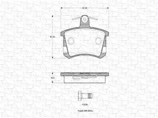 MAGNETI MARELLI 363702160598 Комплект тормозных колодок, дисковый тормоз