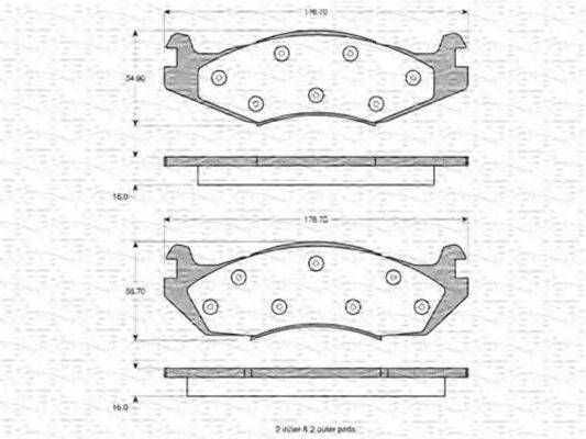 MAGNETI MARELLI 363702160626 Комплект тормозных колодок, дисковый тормоз