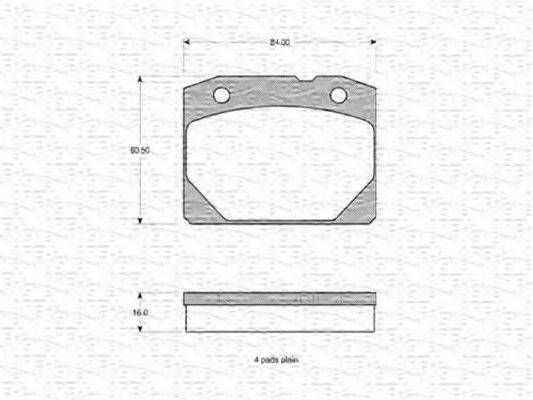 MAGNETI MARELLI 363702160658 Комплект тормозных колодок, дисковый тормоз