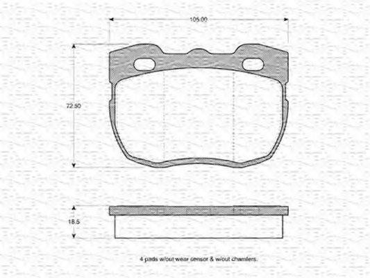 MAGNETI MARELLI 363702160828 Комплект тормозных колодок, дисковый тормоз