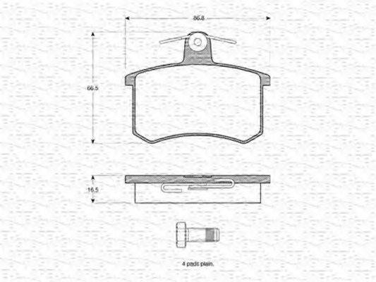 MAGNETI MARELLI 363702160925 Комплект тормозных колодок, дисковый тормоз