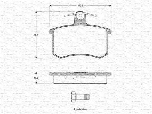 MAGNETI MARELLI 363702160936 Комплект тормозных колодок, дисковый тормоз