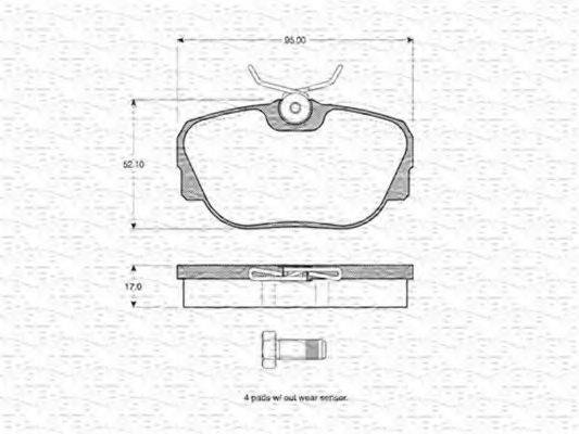 MAGNETI MARELLI 363702160942 Комплект тормозных колодок, дисковый тормоз