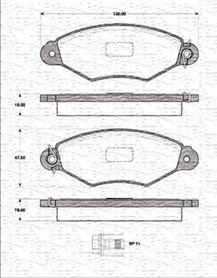 MAGNETI MARELLI 363702161203 Комплект тормозных колодок, дисковый тормоз