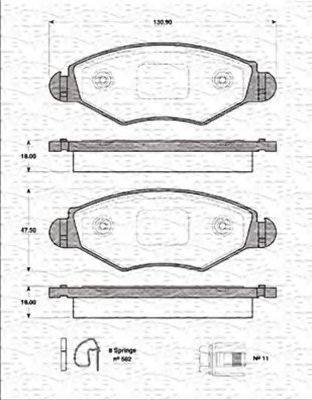 MAGNETI MARELLI 363702161204 Комплект тормозных колодок, дисковый тормоз