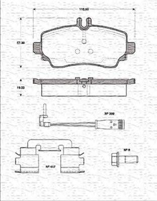 MAGNETI MARELLI 363702161205 Комплект тормозных колодок, дисковый тормоз