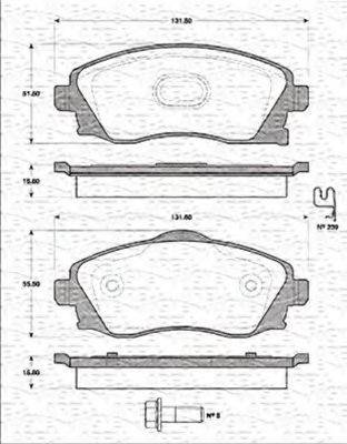 MAGNETI MARELLI 363702161219 Комплект тормозных колодок, дисковый тормоз