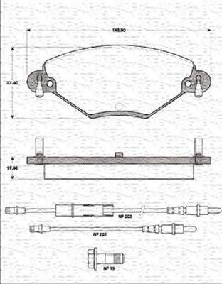 MAGNETI MARELLI 363702161225 Комплект тормозных колодок, дисковый тормоз